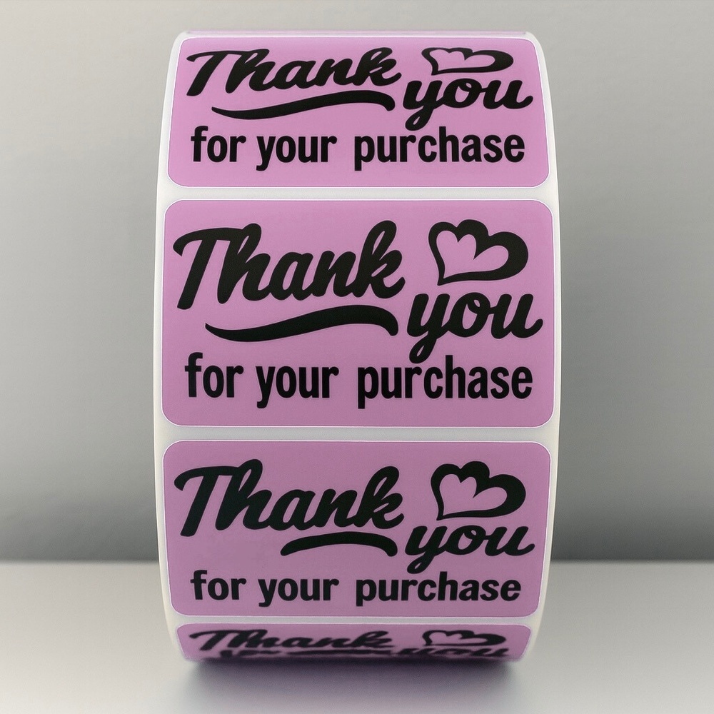 💗 Pink Thank You Stickers– 2x1” Cute Labels for Packages & Small Business 100